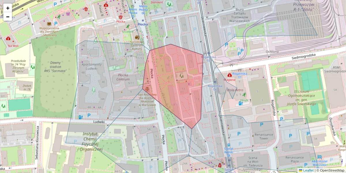 Szczegółowa mapa kodu pocztowego 01-232 z granicami, sąsiednimi kodami pocztowymi i urzędami pocztowymi
