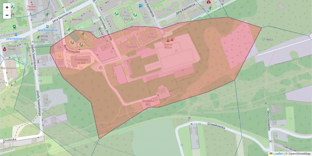 Szczegółowa mapa kodu pocztowego 01-250 z granicami, sąsiednimi kodami pocztowymi i urzędami pocztowymi
