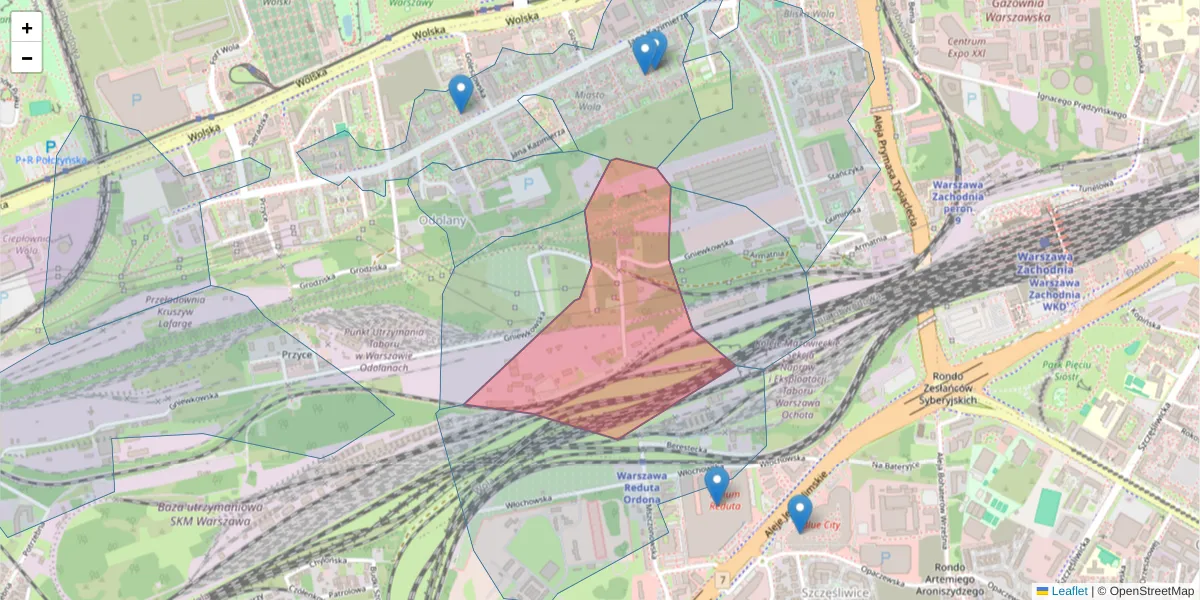 Szczegółowa mapa kodu pocztowego 01-254 z granicami, sąsiednimi kodami pocztowymi i urzędami pocztowymi