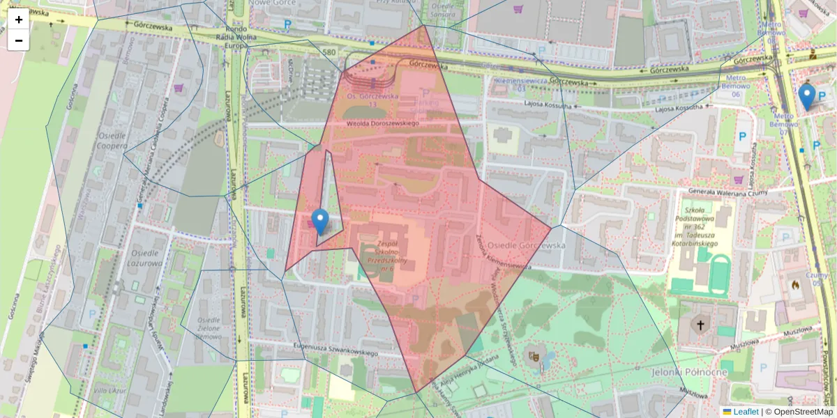 Szczegółowa mapa kodu pocztowego 01-318 z granicami, sąsiednimi kodami pocztowymi i urzędami pocztowymi