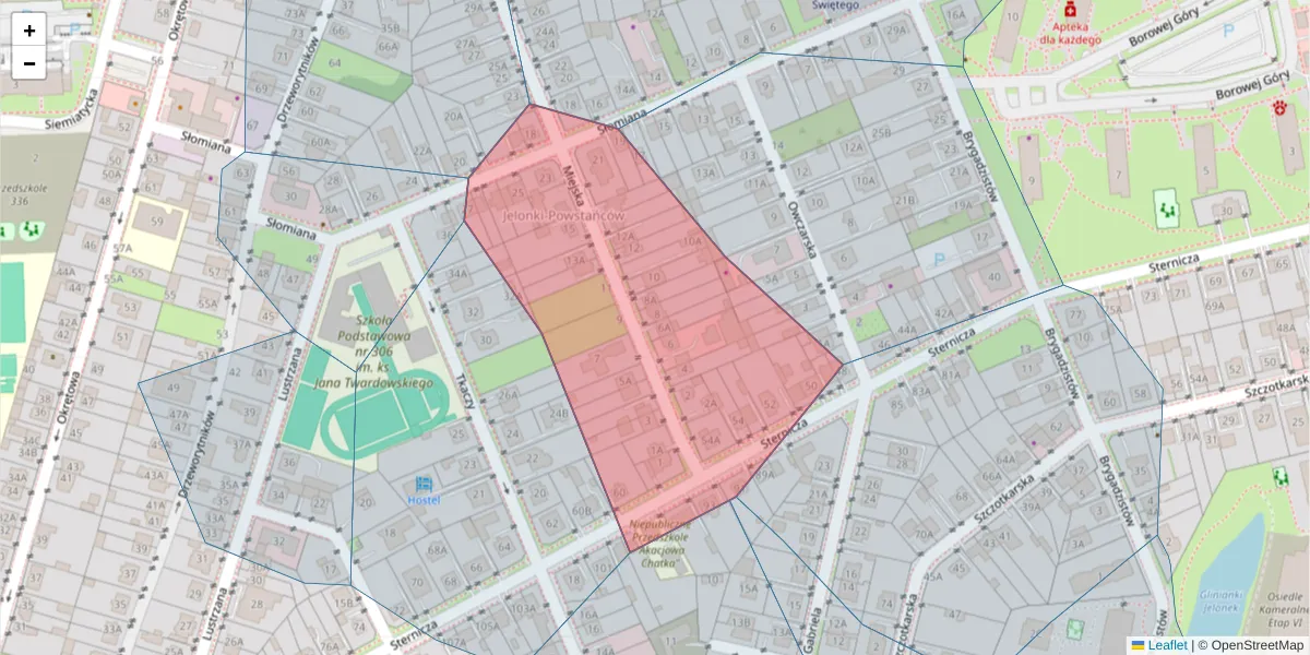 Szczegółowa mapa kodu pocztowego 01-352 z granicami, sąsiednimi kodami pocztowymi i urzędami pocztowymi