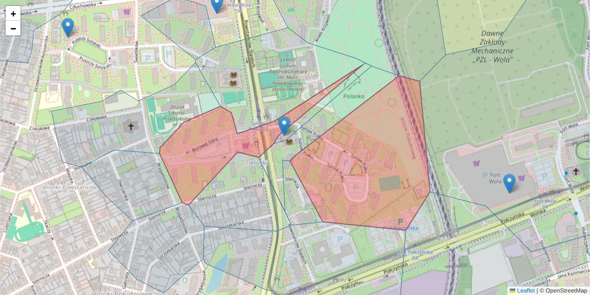 Szczegółowa mapa kodu pocztowego 01-354 z granicami, sąsiednimi kodami pocztowymi i urzędami pocztowymi