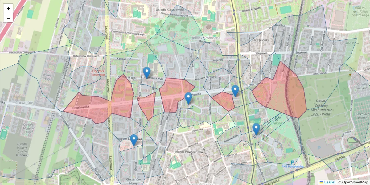 Szczegółowa mapa kodu pocztowego 01-360 z granicami, sąsiednimi kodami pocztowymi i urzędami pocztowymi
