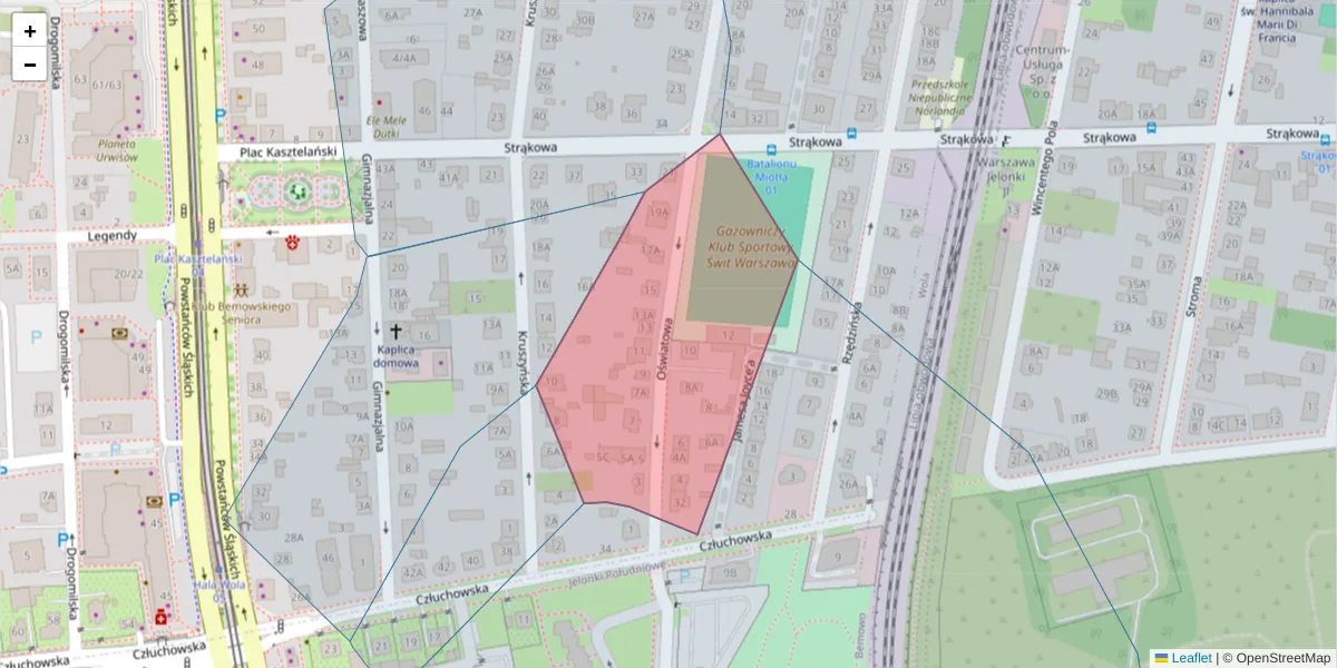 Szczegółowa mapa kodu pocztowego 01-366 z granicami, sąsiednimi kodami pocztowymi i urzędami pocztowymi