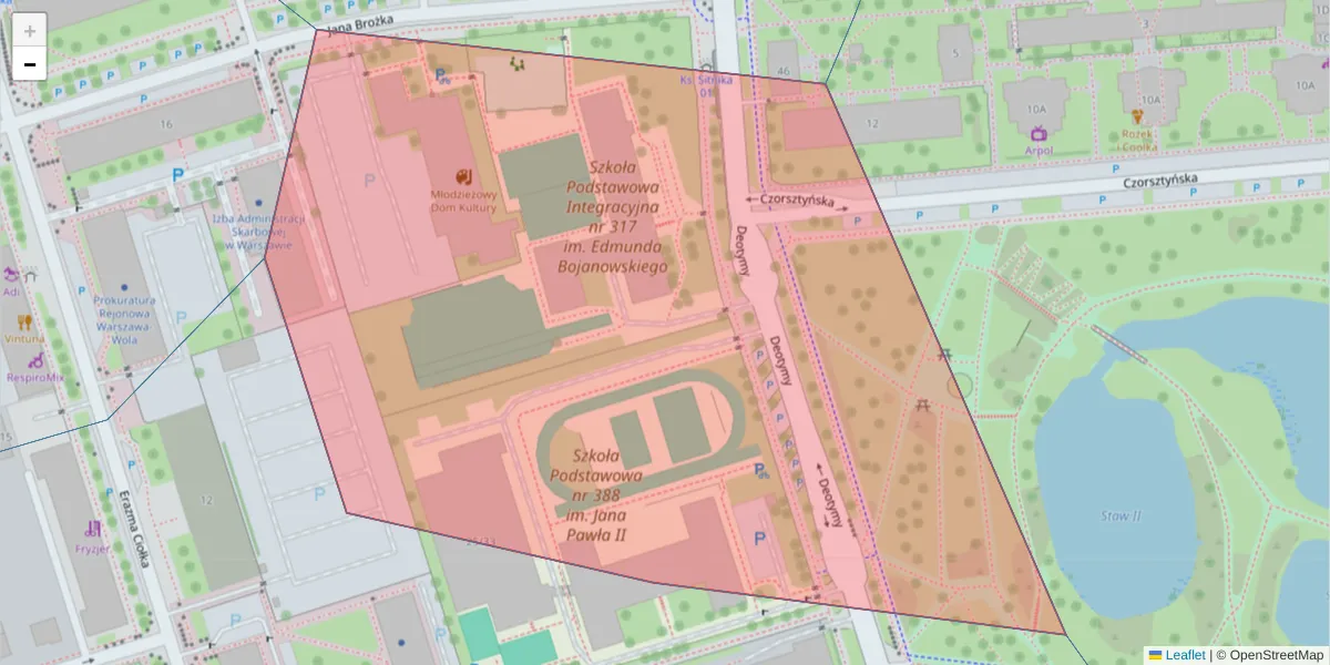 Szczegółowa mapa kodu pocztowego 01-409 z granicami, sąsiednimi kodami pocztowymi i urzędami pocztowymi