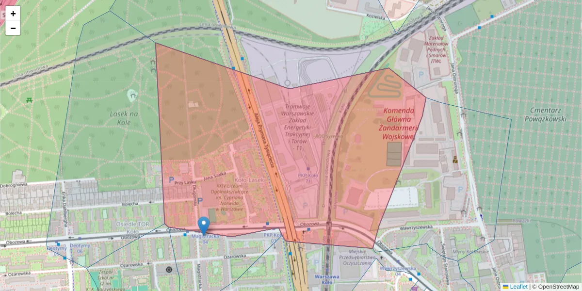 Szczegółowa mapa kodu pocztowego 01-423 z granicami, sąsiednimi kodami pocztowymi i urzędami pocztowymi