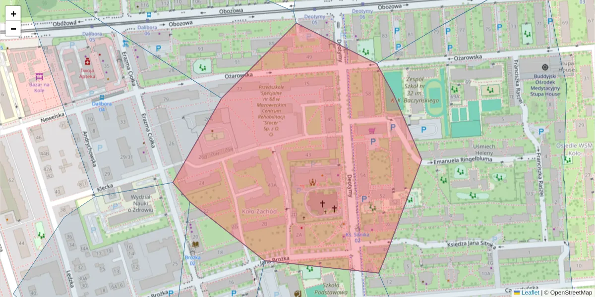 Szczegółowa mapa kodu pocztowego 01-441 z granicami, sąsiednimi kodami pocztowymi i urzędami pocztowymi