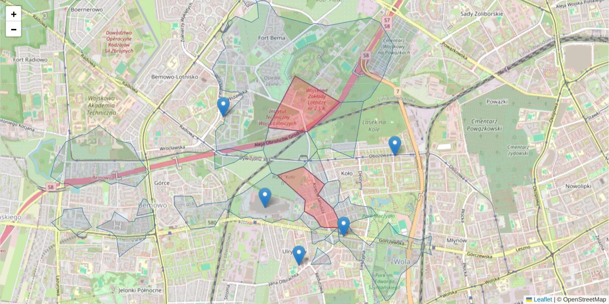 Szczegółowa mapa kodu pocztowego 01-452 z granicami, sąsiednimi kodami pocztowymi i urzędami pocztowymi