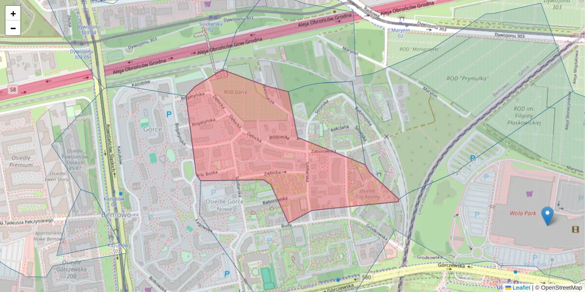 Szczegółowa mapa kodu pocztowego 01-461 z granicami, sąsiednimi kodami pocztowymi i urzędami pocztowymi