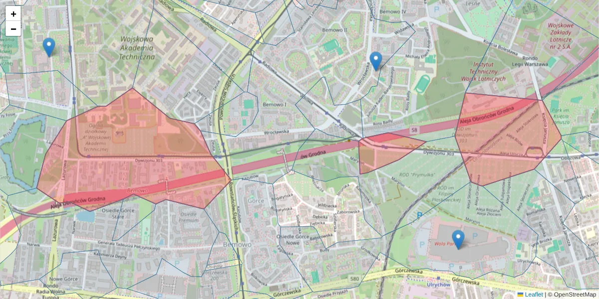 Szczegółowa mapa kodu pocztowego 01-470 z granicami, sąsiednimi kodami pocztowymi i urzędami pocztowymi