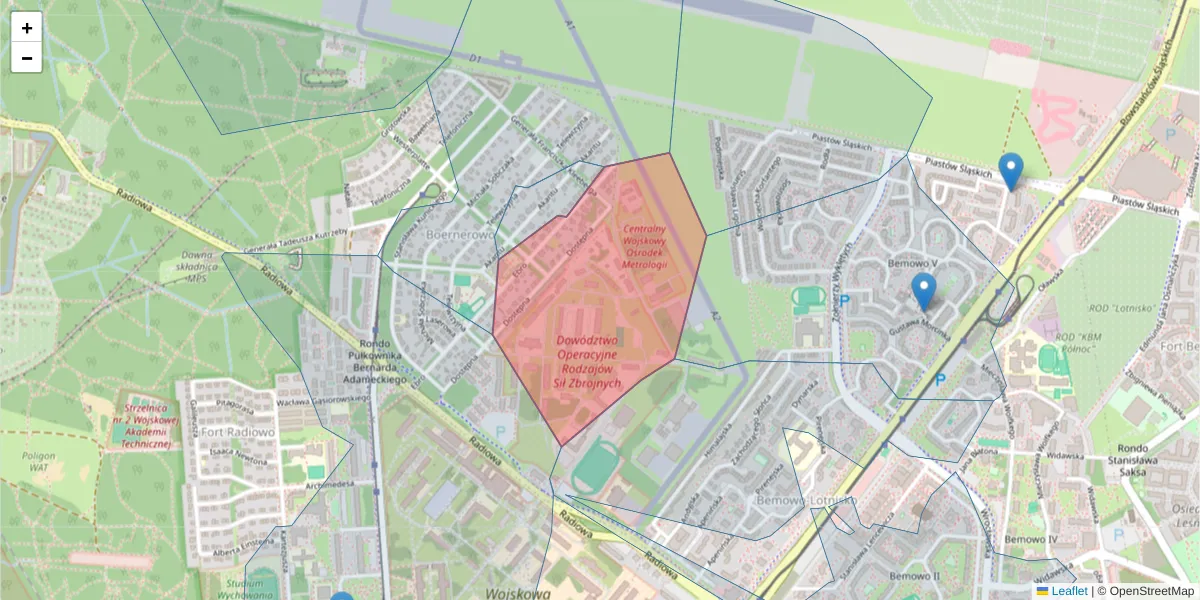 Szczegółowa mapa kodu pocztowego 01-490 z granicami, sąsiednimi kodami pocztowymi i urzędami pocztowymi