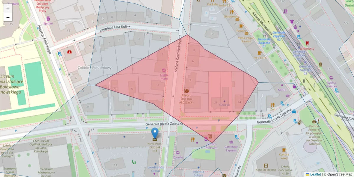 Szczegółowa mapa kodu pocztowego 01-511 z granicami, sąsiednimi kodami pocztowymi i urzędami pocztowymi