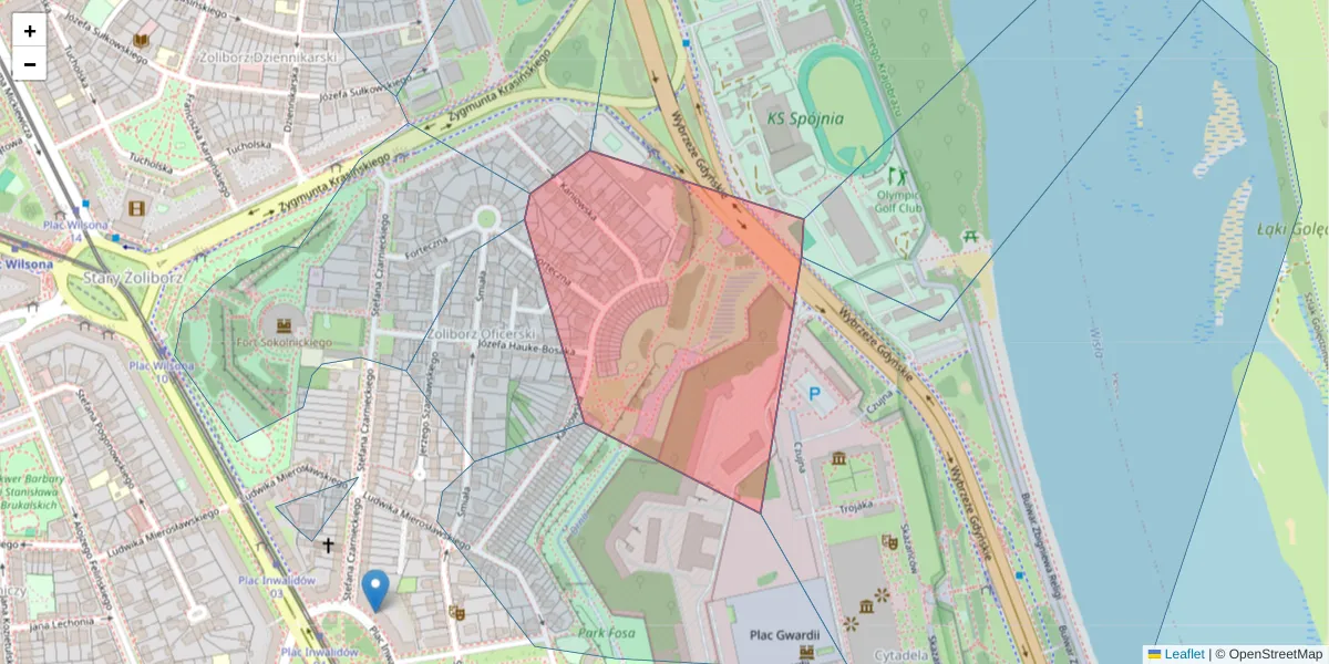 Szczegółowa mapa kodu pocztowego 01-529 z granicami, sąsiednimi kodami pocztowymi i urzędami pocztowymi