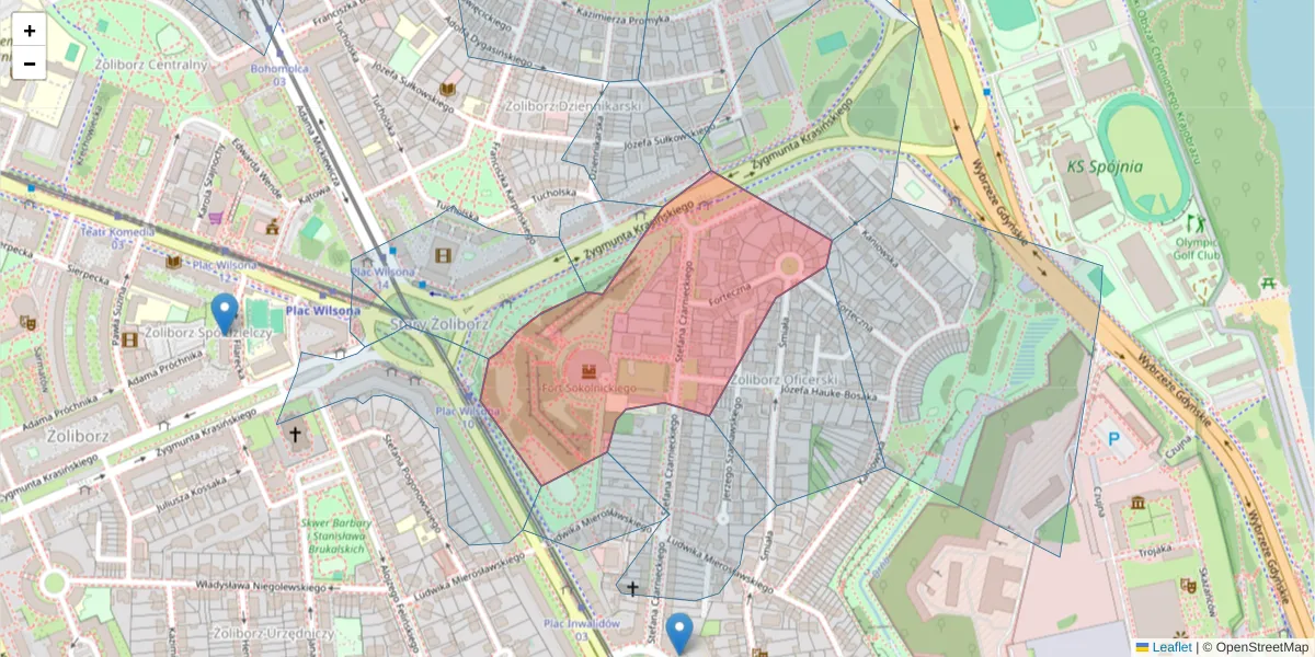 Szczegółowa mapa kodu pocztowego 01-541 z granicami, sąsiednimi kodami pocztowymi i urzędami pocztowymi