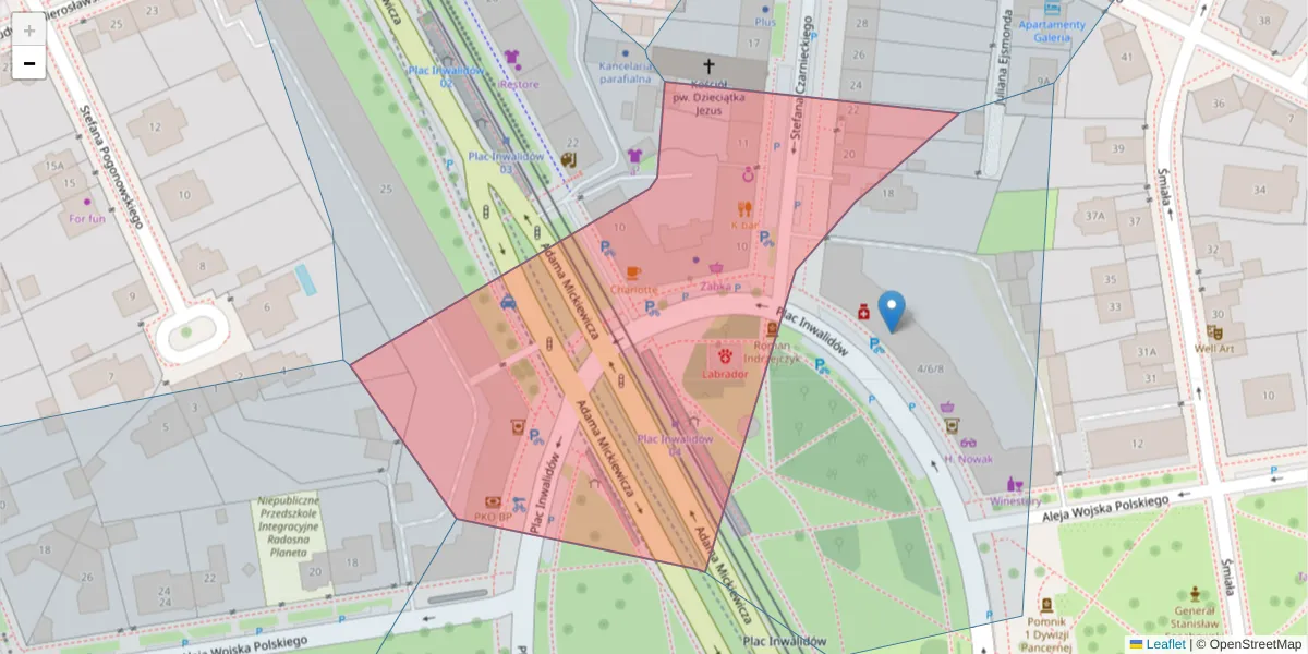 Szczegółowa mapa kodu pocztowego 01-552 z granicami, sąsiednimi kodami pocztowymi i urzędami pocztowymi