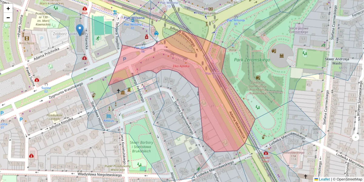 Szczegółowa mapa kodu pocztowego 01-562 z granicami, sąsiednimi kodami pocztowymi i urzędami pocztowymi