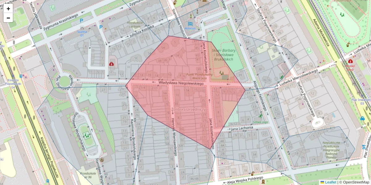 Szczegółowa mapa kodu pocztowego 01-571 z granicami, sąsiednimi kodami pocztowymi i urzędami pocztowymi