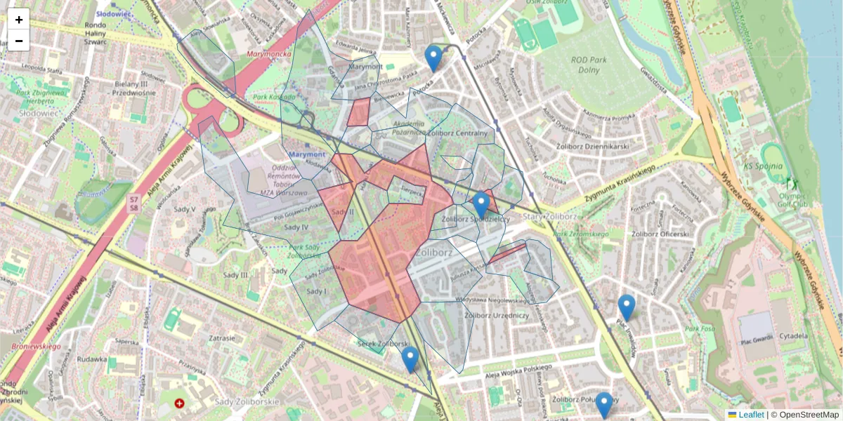 Szczegółowa mapa kodu pocztowego 01-592 z granicami, sąsiednimi kodami pocztowymi i urzędami pocztowymi