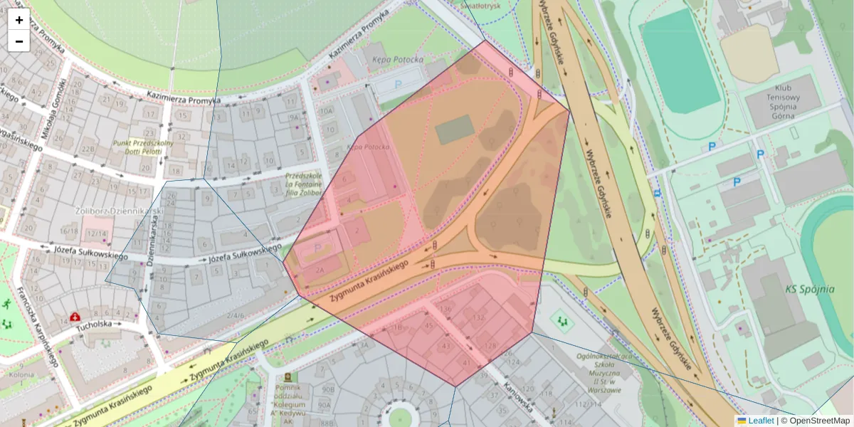 Szczegółowa mapa kodu pocztowego 01-604 z granicami, sąsiednimi kodami pocztowymi i urzędami pocztowymi