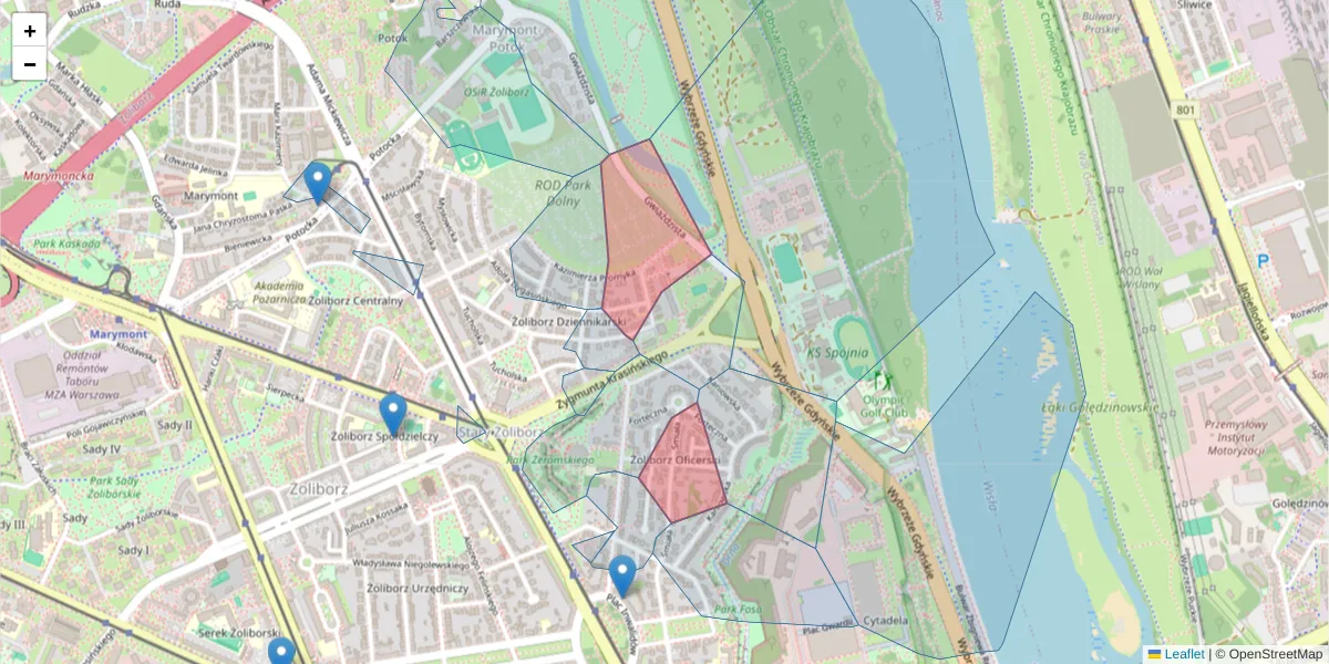 Szczegółowa mapa kodu pocztowego 01-606 z granicami, sąsiednimi kodami pocztowymi i urzędami pocztowymi