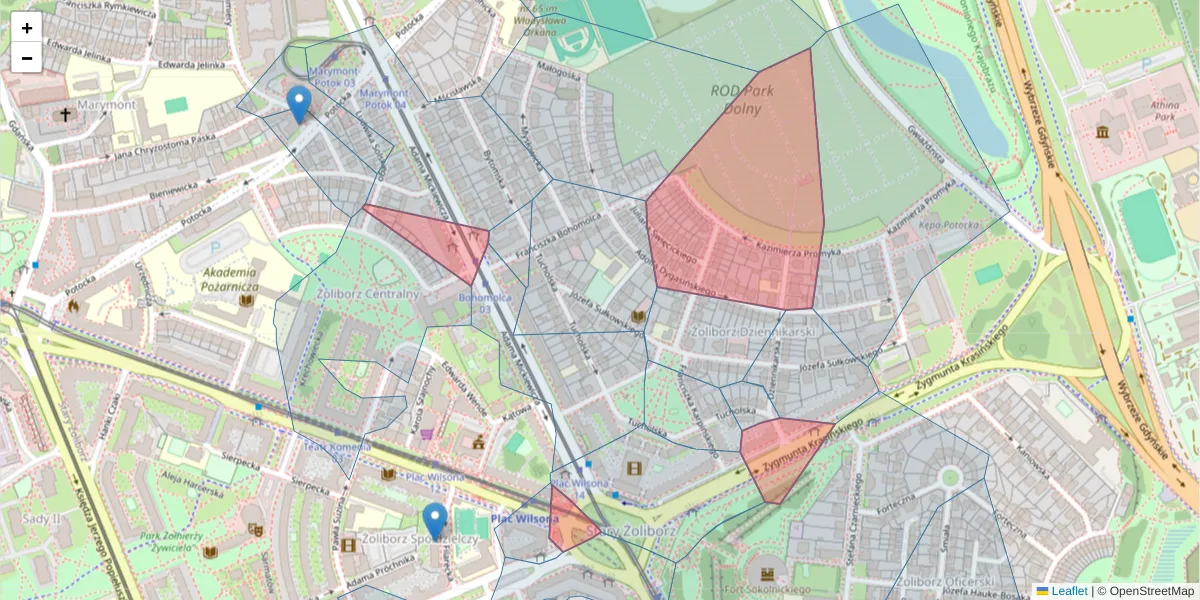 Szczegółowa mapa kodu pocztowego 01-611 z granicami, sąsiednimi kodami pocztowymi i urzędami pocztowymi