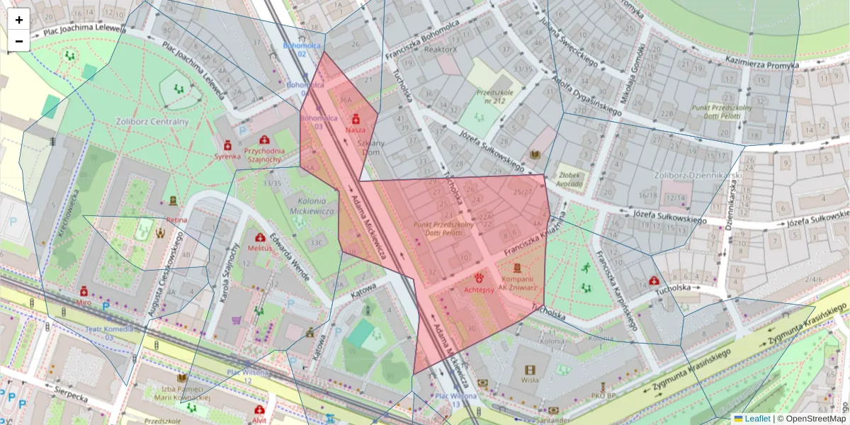 Szczegółowa mapa kodu pocztowego 01-616 z granicami, sąsiednimi kodami pocztowymi i urzędami pocztowymi