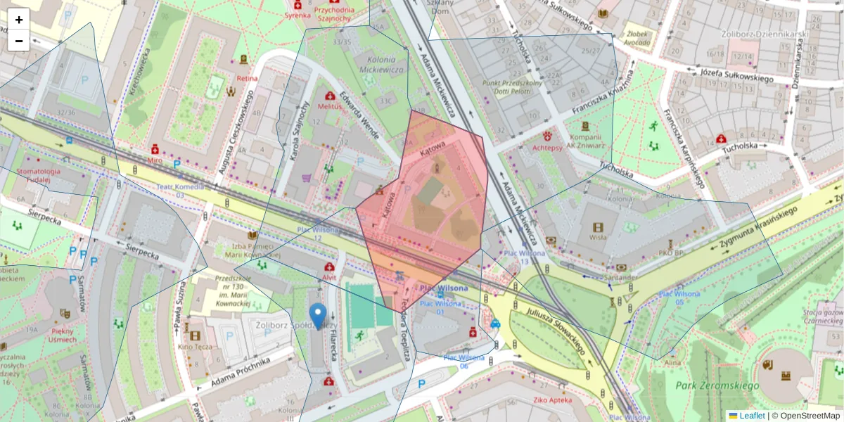 Szczegółowa mapa kodu pocztowego 01-626 z granicami, sąsiednimi kodami pocztowymi i urzędami pocztowymi