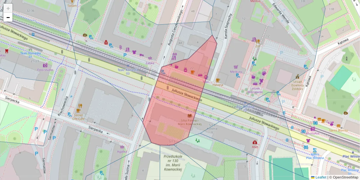 Szczegółowa mapa kodu pocztowego 01-634 z granicami, sąsiednimi kodami pocztowymi i urzędami pocztowymi