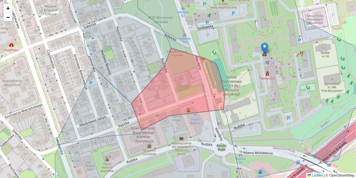 Szczegółowa mapa kodu pocztowego 01-681 z granicami, sąsiednimi kodami pocztowymi i urzędami pocztowymi