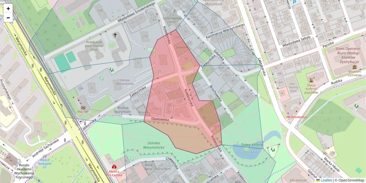 Szczegółowa mapa kodu pocztowego 01-692 z granicami, sąsiednimi kodami pocztowymi i urzędami pocztowymi