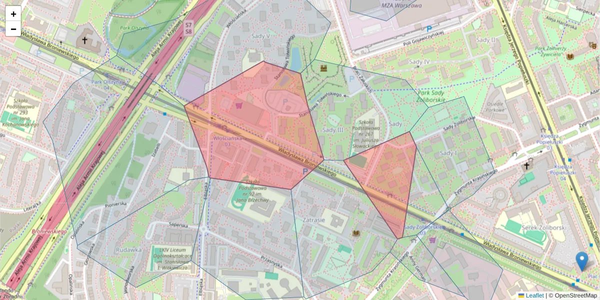 Szczegółowa mapa kodu pocztowego 01-771 z granicami, sąsiednimi kodami pocztowymi i urzędami pocztowymi