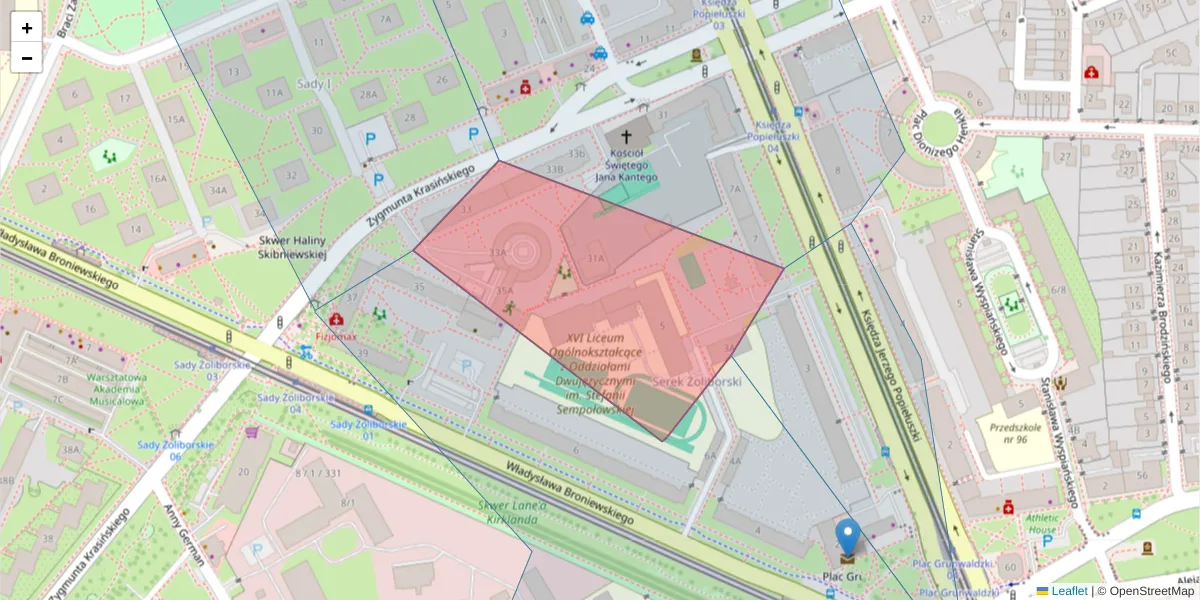 Szczegółowa mapa kodu pocztowego 01-784 z granicami, sąsiednimi kodami pocztowymi i urzędami pocztowymi
