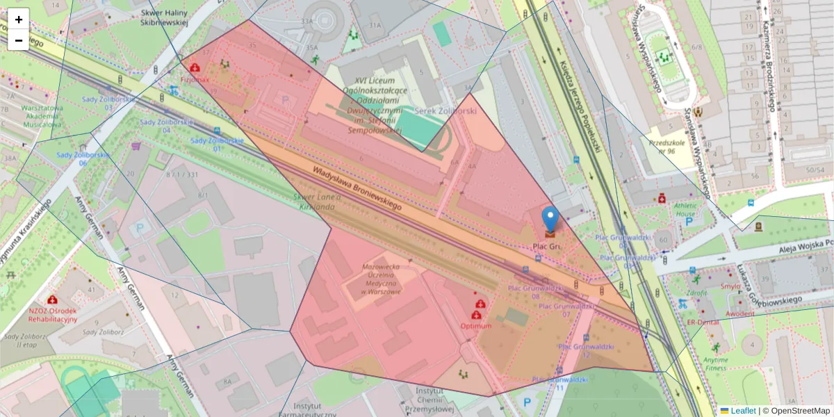Szczegółowa mapa kodu pocztowego 01-785 z granicami, sąsiednimi kodami pocztowymi i urzędami pocztowymi