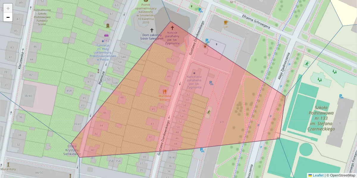 Szczegółowa mapa kodu pocztowego 01-833 z granicami, sąsiednimi kodami pocztowymi i urzędami pocztowymi