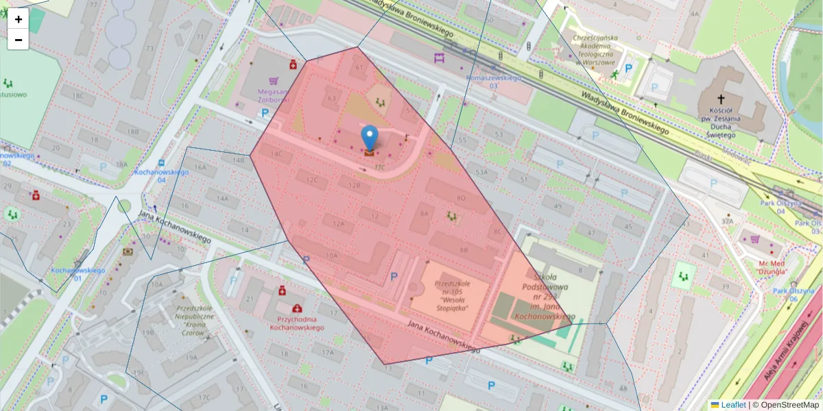 Szczegółowa mapa kodu pocztowego 01-847 z granicami, sąsiednimi kodami pocztowymi i urzędami pocztowymi