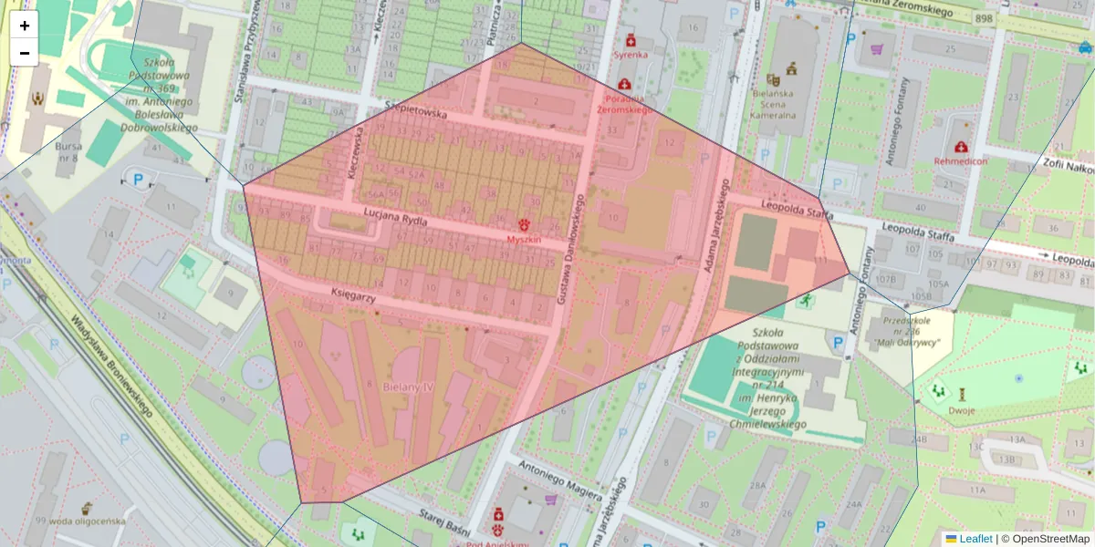 Szczegółowa mapa kodu pocztowego 01-850 z granicami, sąsiednimi kodami pocztowymi i urzędami pocztowymi