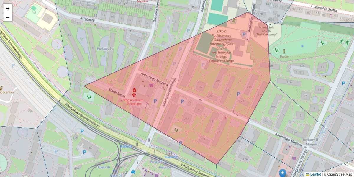 Szczegółowa mapa kodu pocztowego 01-856 z granicami, sąsiednimi kodami pocztowymi i urzędami pocztowymi