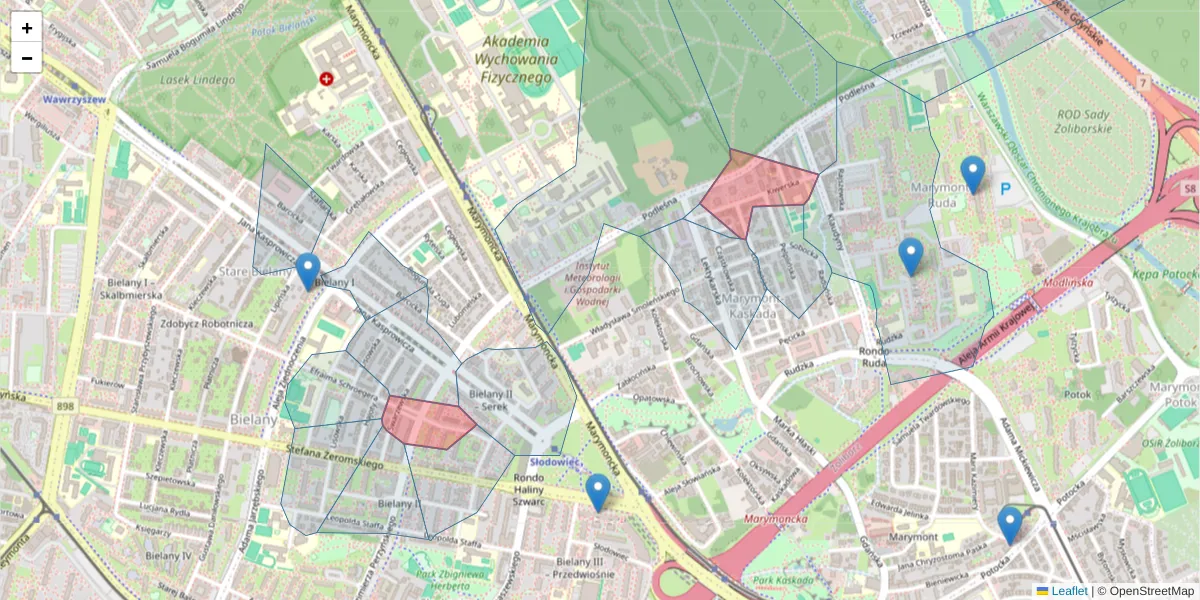 Szczegółowa mapa kodu pocztowego 01-862 z granicami, sąsiednimi kodami pocztowymi i urzędami pocztowymi