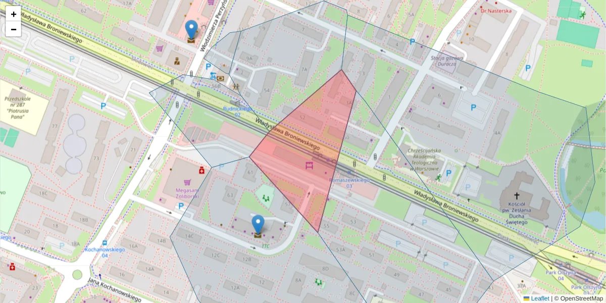 Szczegółowa mapa kodu pocztowego 01-865 z granicami, sąsiednimi kodami pocztowymi i urzędami pocztowymi