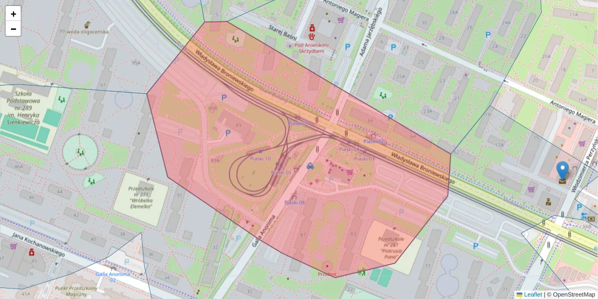 Szczegółowa mapa kodu pocztowego 01-876 z granicami, sąsiednimi kodami pocztowymi i urzędami pocztowymi