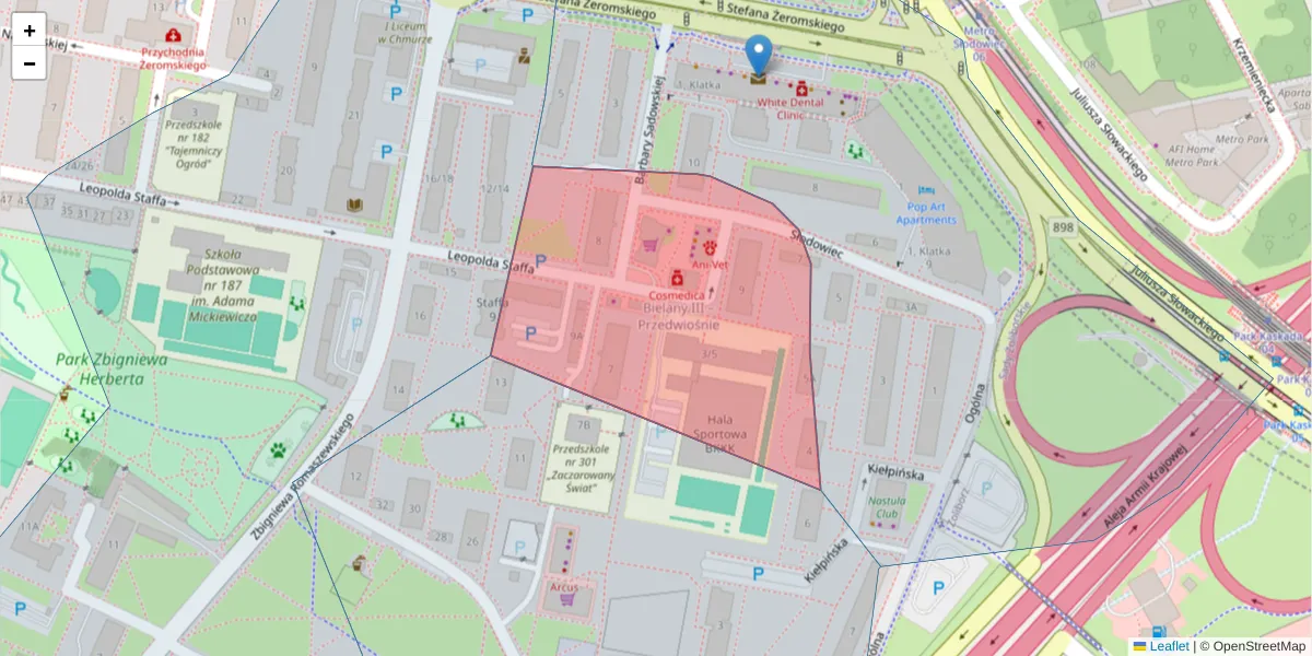 Szczegółowa mapa kodu pocztowego 01-891 z granicami, sąsiednimi kodami pocztowymi i urzędami pocztowymi