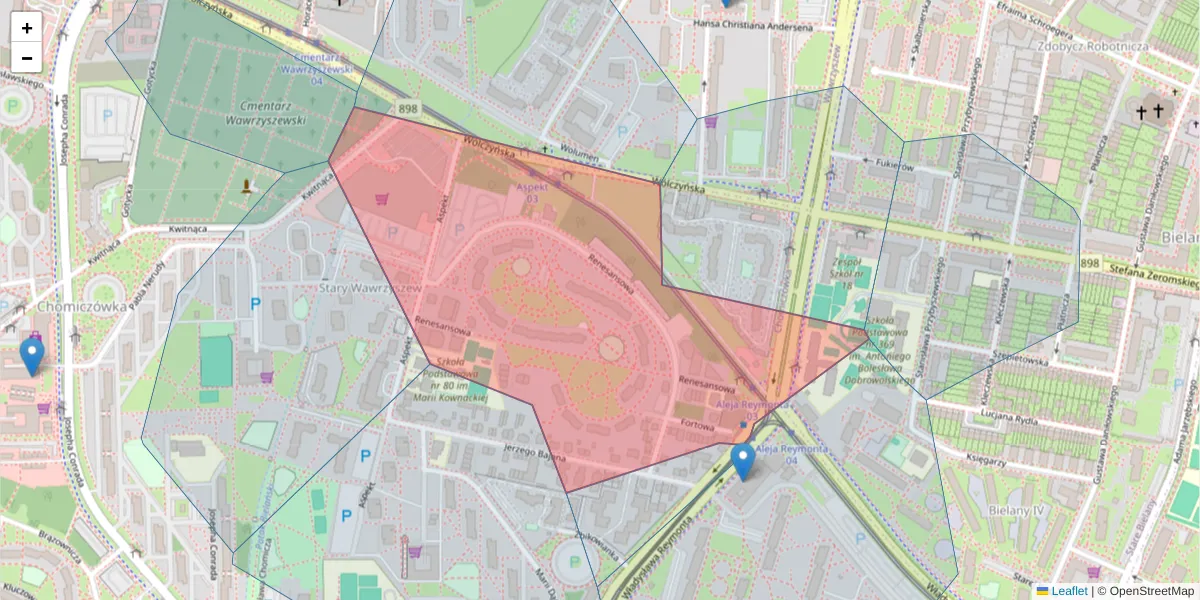 Szczegółowa mapa kodu pocztowego 01-905 z granicami, sąsiednimi kodami pocztowymi i urzędami pocztowymi