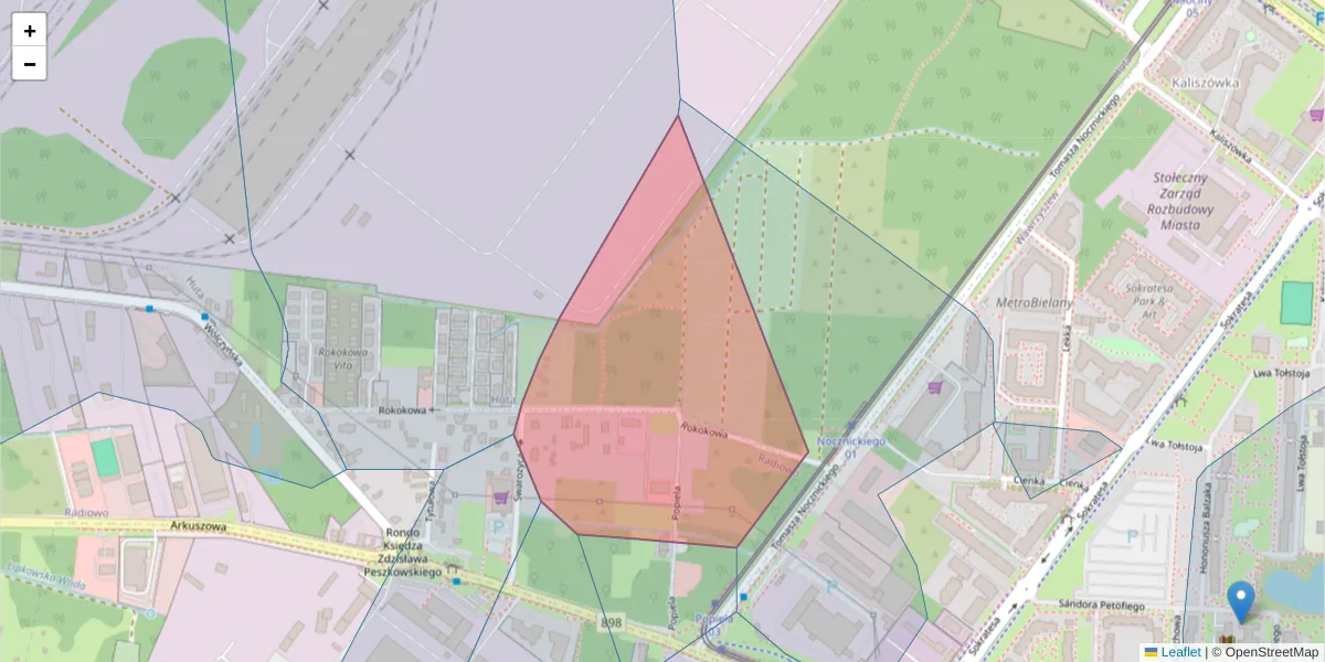 Szczegółowa mapa kodu pocztowego 01-921 z granicami, sąsiednimi kodami pocztowymi i urzędami pocztowymi