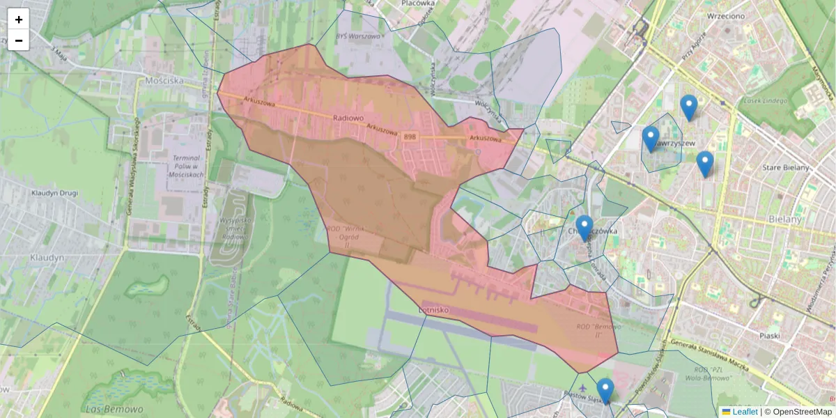 Szczegółowa mapa kodu pocztowego 01-934 z granicami, sąsiednimi kodami pocztowymi i urzędami pocztowymi