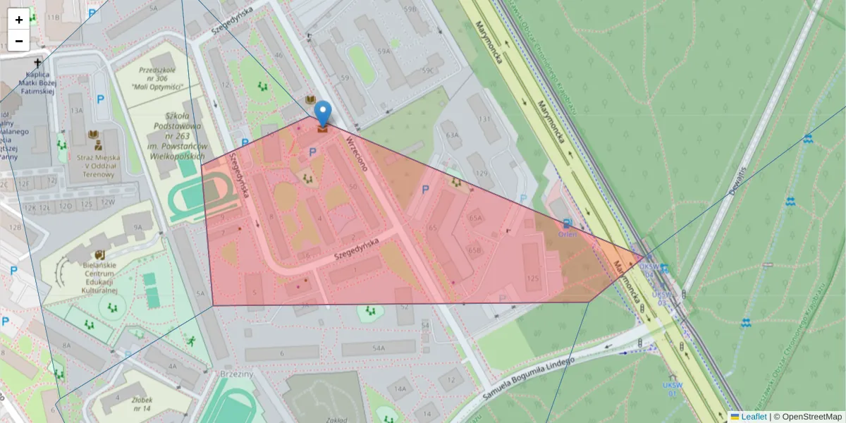 Szczegółowa mapa kodu pocztowego 01-956 z granicami, sąsiednimi kodami pocztowymi i urzędami pocztowymi
