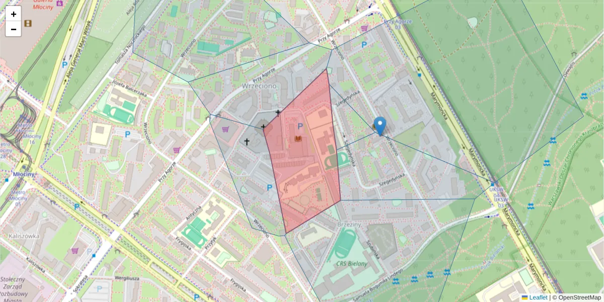 Szczegółowa mapa kodu pocztowego 01-957 z granicami, sąsiednimi kodami pocztowymi i urzędami pocztowymi