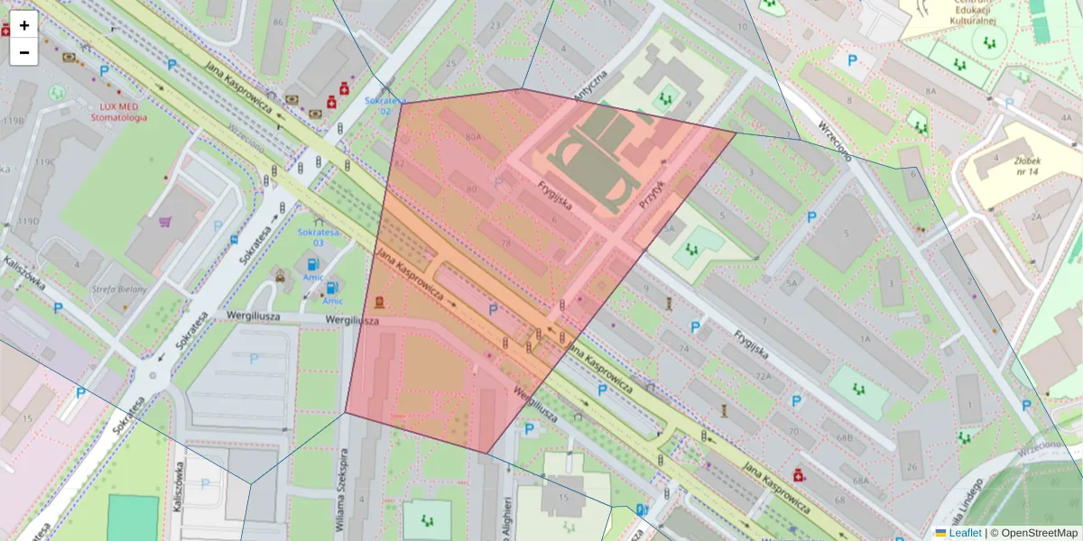 Szczegółowa mapa kodu pocztowego 01-962 z granicami, sąsiednimi kodami pocztowymi i urzędami pocztowymi