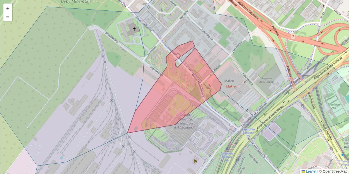 Szczegółowa mapa kodu pocztowego 01-990 z granicami, sąsiednimi kodami pocztowymi i urzędami pocztowymi