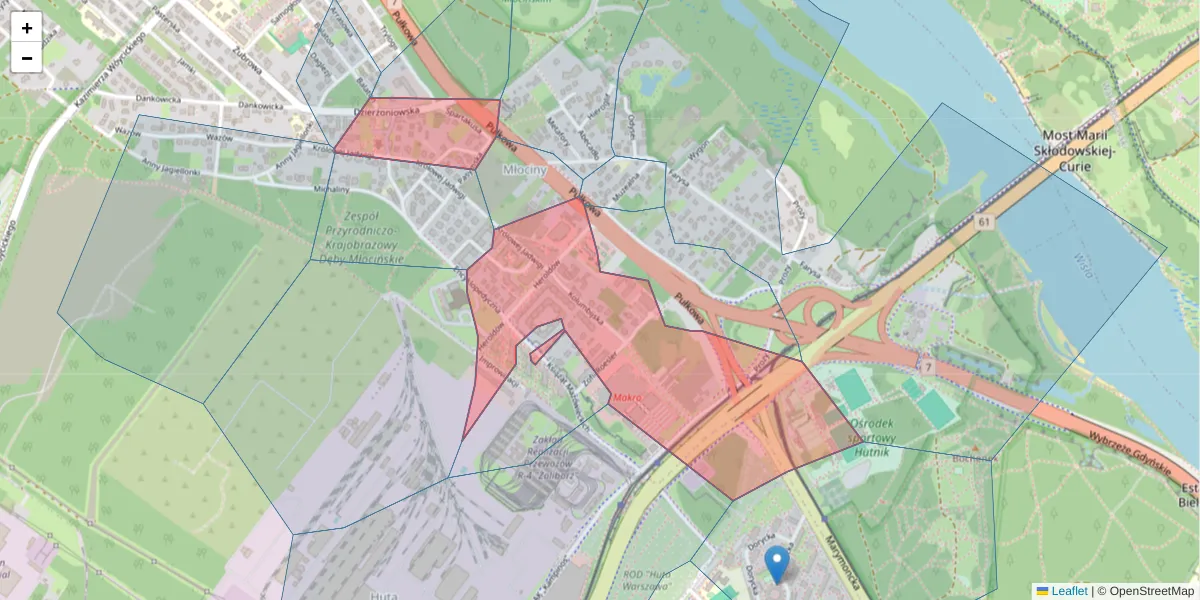 Szczegółowa mapa kodu pocztowego 01-991 z granicami, sąsiednimi kodami pocztowymi i urzędami pocztowymi