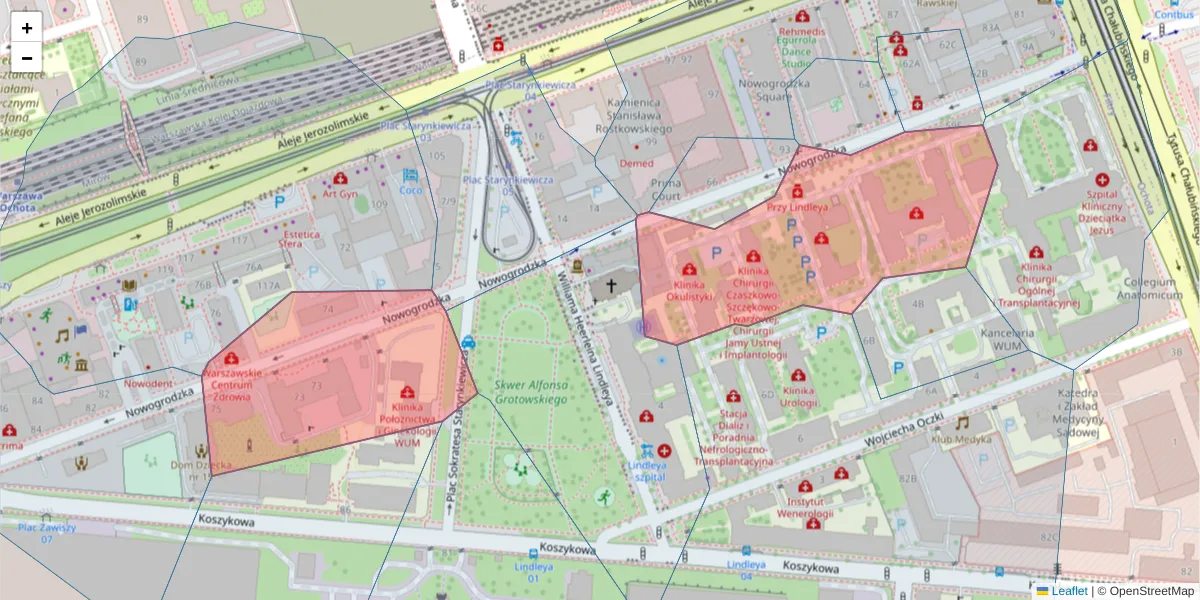 Szczegółowa mapa kodu pocztowego 02-006 z granicami, sąsiednimi kodami pocztowymi i urzędami pocztowymi